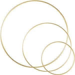 3 Pack Large Metal Floral Hoop Wreath - 6/8/10 Inch Macrame Gold Rings for Wedding Decor, DIY Dream Catcher & Wall Hangi
