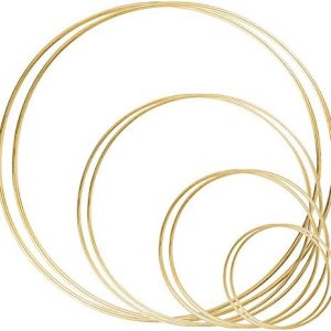 Large Metal Floral Hoop Wreath - 8 Pack Gold Hoop Rings for DIY Wedding Decor & Dream Catchers - Ideal for Crafting (6-1