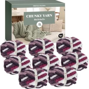 Jumbo Chunky Yarn - Super Thick Chenille for Hand Knitting & Crocheting - Extra Soft Bulky Yarn for Cozy Blankets - 8 Ju