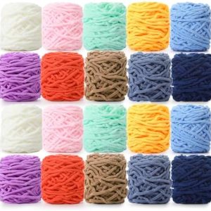 Timgle Chunky Chenille Yarn 20 Skeins - Soft Thick Velvet Yarn for Crocheting & DIY Christmas Gifts - 1094 Yards, 55 Yar