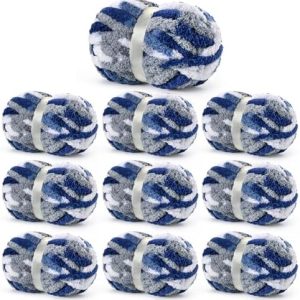 10 Pack Fluffy Chunky Chenille Yarn for Crocheting - Jumbo Variegated Baby Blanket Yarn (240yds/70.5oz) - Ideal for Hand